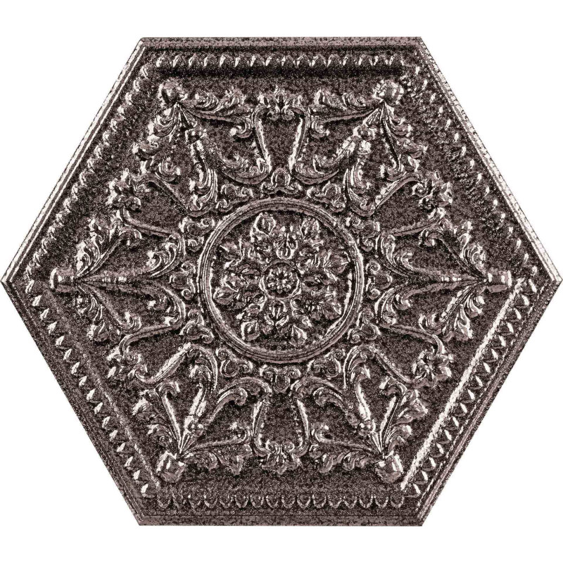 Płytka ceramiczna APAVISA ZINC SILVER MIX DECOR HEXAGON 25X29 cm