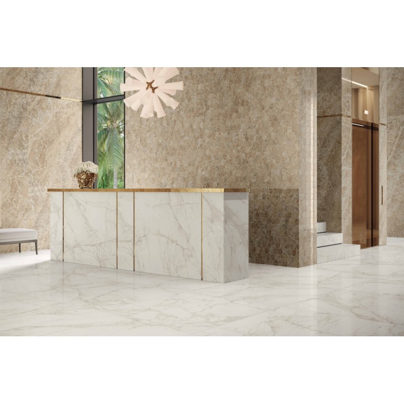 Versace Tarsia Bianco Dolomiti Lux 3D 120 x 120 cm 8,5mm Płytka gresowa dekoracyjna