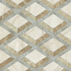 Versace Tarsia Lozenge Avorio, Lozenge Nero 3D Lux 60 x 120 cm 8,5mm Płytka gresowa dekoracyjna