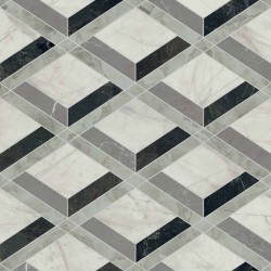 Versace Tarsia Lozenge Avorio, Lozenge Nero 3D Lux 60 x 120 cm 8,5mm Płytka gresowa dekoracyjna