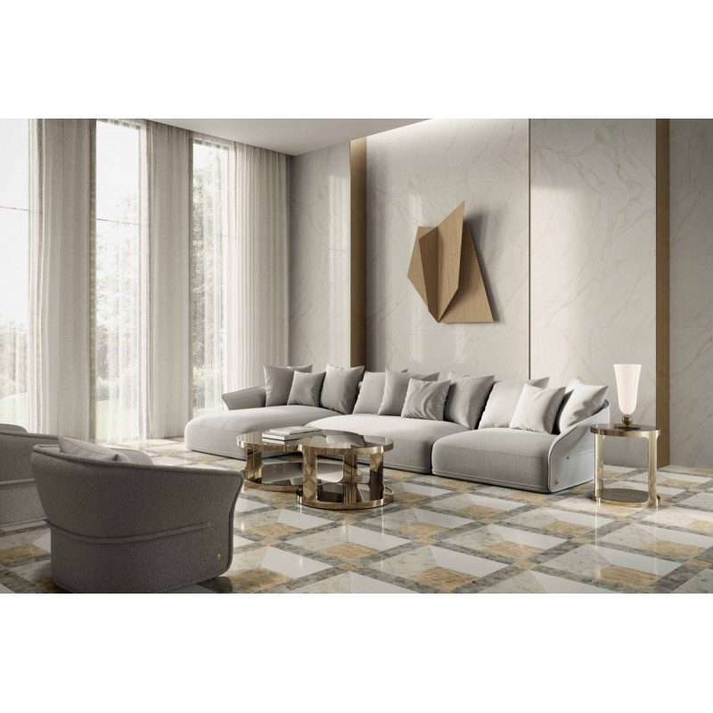 Versace Tarsia Prospect Avorio, Prospect Nero 3D Lux 60 x 120 cm 8,5mm Płytka gresowa dekoracyjna