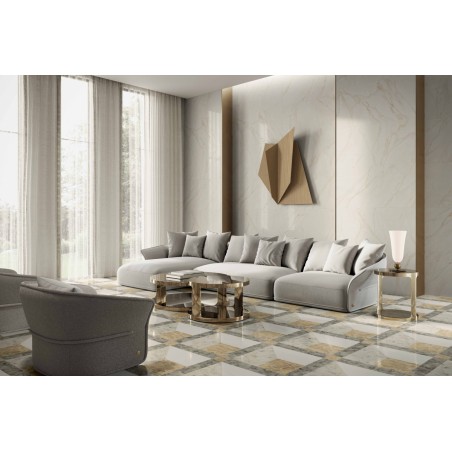 Versace Tarsia Prospect Avorio, Prospect Nero 3D Lux 60 x 120 cm 8,5mm Płytka gresowa dekoracyjna