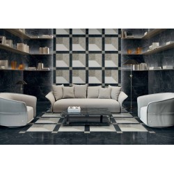 Versace Tarsia Prospect Avorio, Prospect Nero 3D Lux 60 x 120 cm 8,5mm Płytka gresowa dekoracyjna