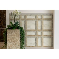 Versace Tarsia Frame Nero, Frame Avorio 3D Lux 60 x 120 cm 8,5mm Płytka gresowa dekoracyjna